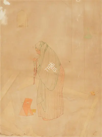 M.A.R. Chughtai (Artist), Untitled (Woman Praying), Painting