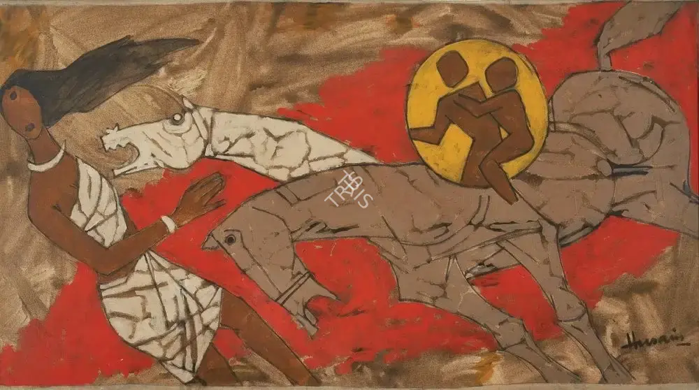 Husain, M.F. (Artist). Untitled (Horses), c.1980 | Painting, AG.Mum/28.04.24, 2024 · Asta Guru