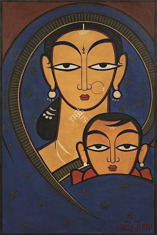 Jamini Roy (Artist), Mother & Child Series, 1949, Painting