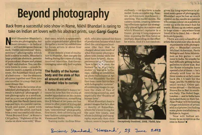 Gargi Gupta (Reporter), Beyond Photography, 2008, Newspaper Clipping