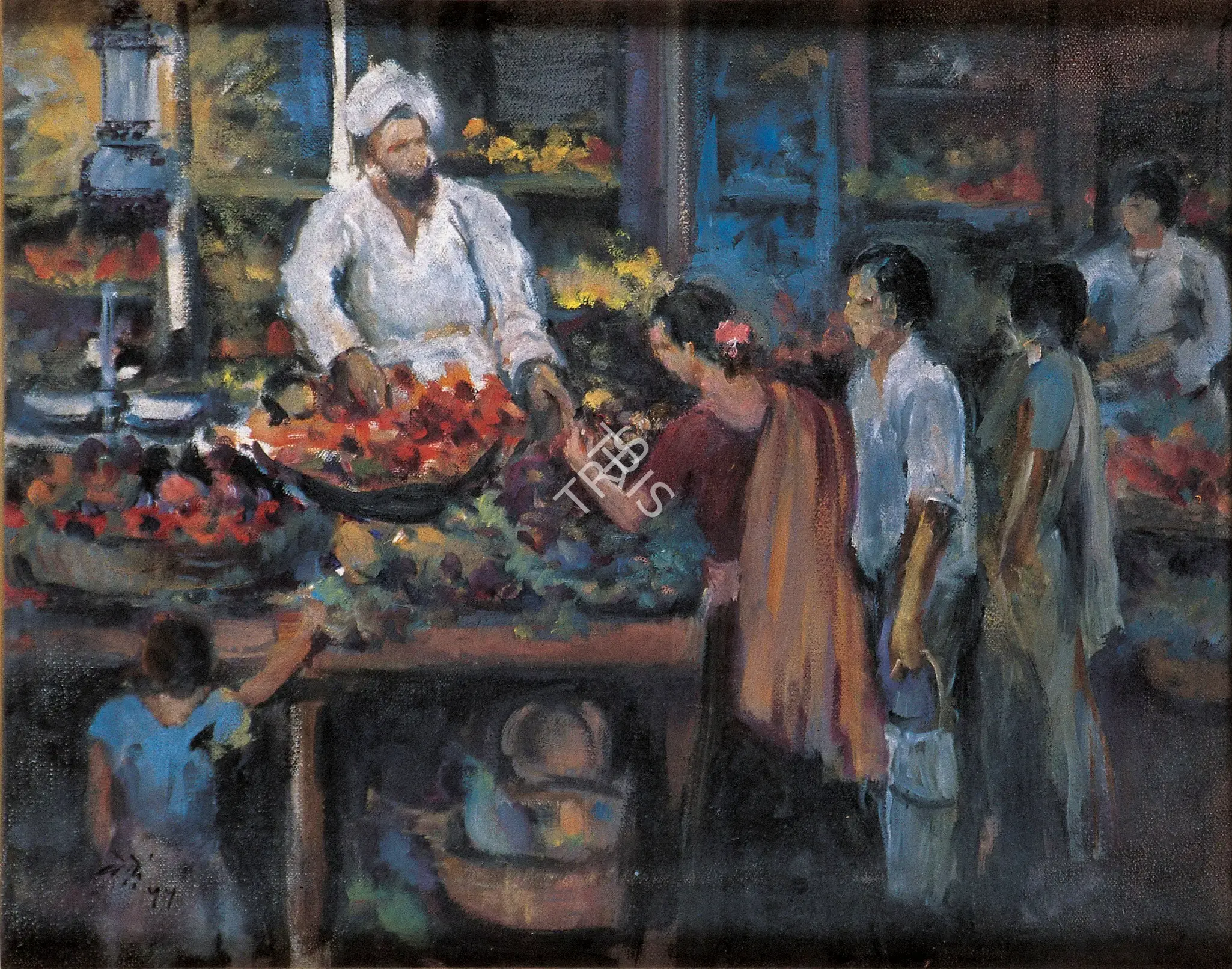 N.S. Bendre (Artist), Fruit Seller, 1955, Painting