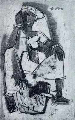M.F. Husain (Artist), Banana-Seller, 1951, Painting