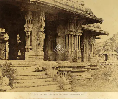 Andrew Charles Brisbane Neill (Photographer), Beejanuggur. The Temple of Vithoba. Enlarged View of the Porch, 1856, Antiquarian Photograph