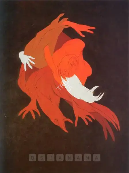 Tyeb Mehta (Artist), Falling Figure With Bird, 2003, Painting