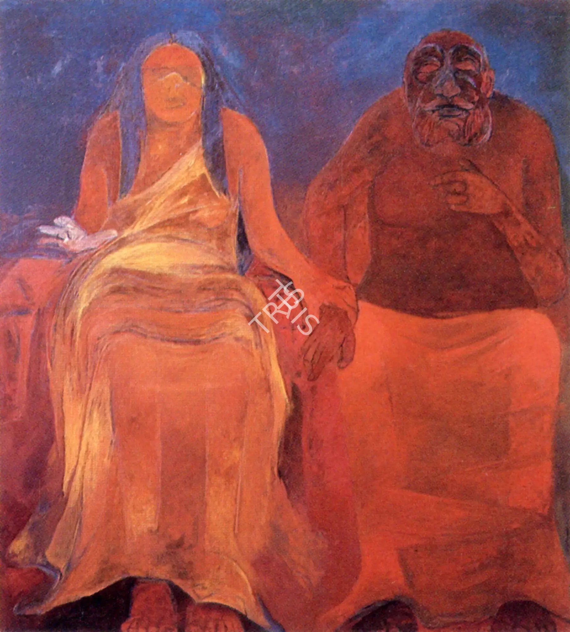 Khanna, Krishen (Artist). Dhritarashtra and Gandhari, n.d. | Painting, So.Bom/26.03.89