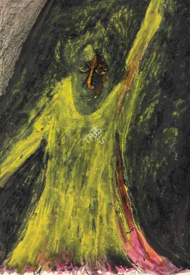 Rabindranath Tagore (Artist), Untitled (Figure in Yellow), 1938, Painting