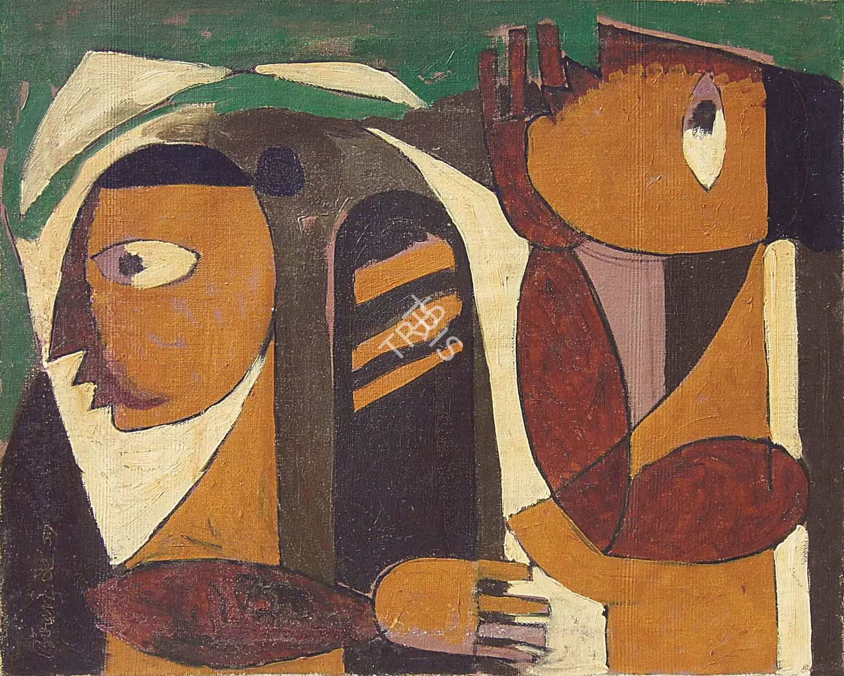 Biren De (Artist), Figures, 1957, Painting