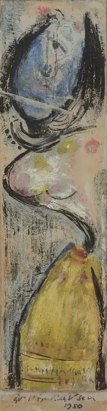 Sunil Madhav Sen (Artist), Girl, 1950, Painting