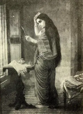 Raja Ravi Varma (Artist), Lady with a Mirror, 1985, Painting