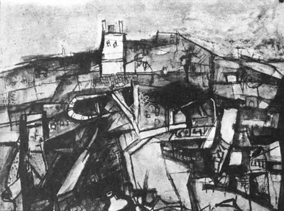 Ramkumar (Artist), Khemkaran War Front, 1966, Painting