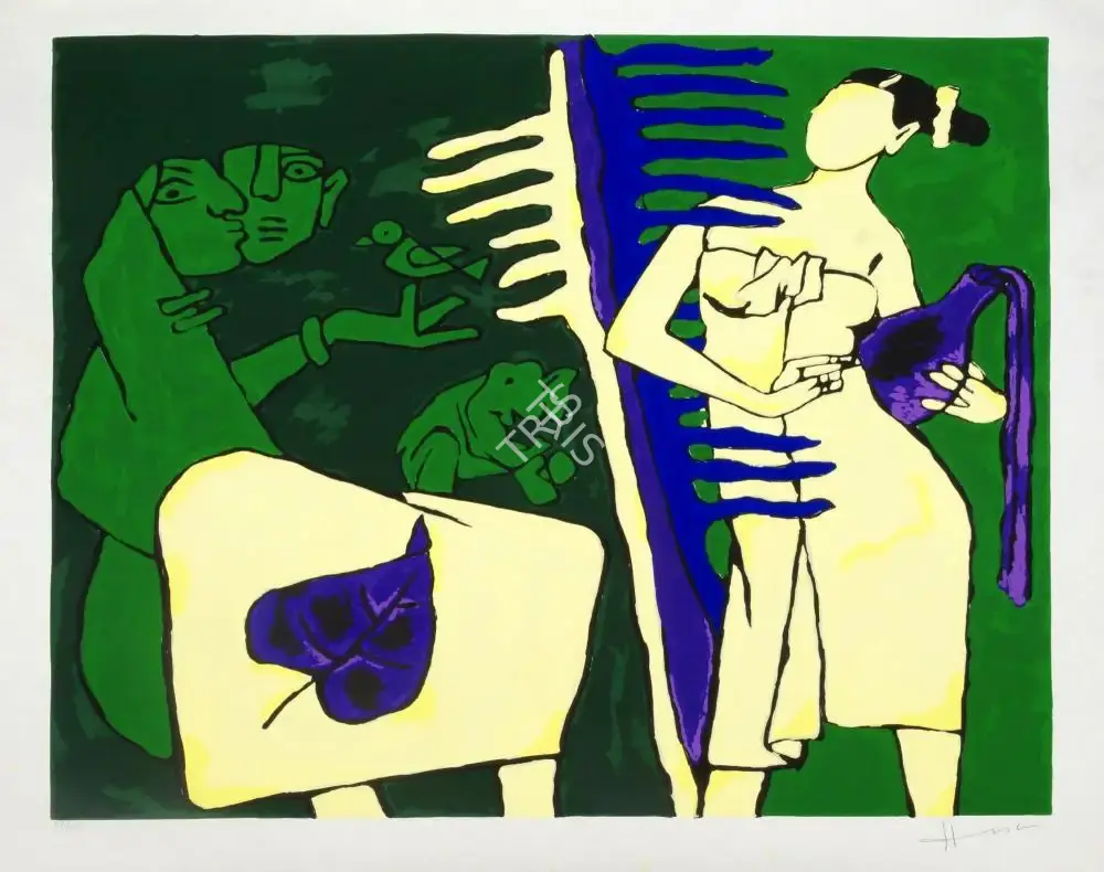 M.F. Husain (Artist), Kerala series (Woman with Jug), Graphic Art