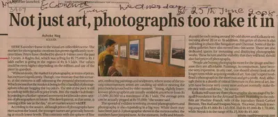 Ashoke Nag (Reporter), Not just Art Photographs too Rake it in, 2008, Newspaper Clipping