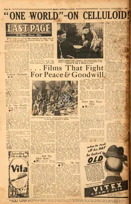 Khwaja Ahmad Abbas (Columnist), "One World" - On Celluloid !, 1952, Essay