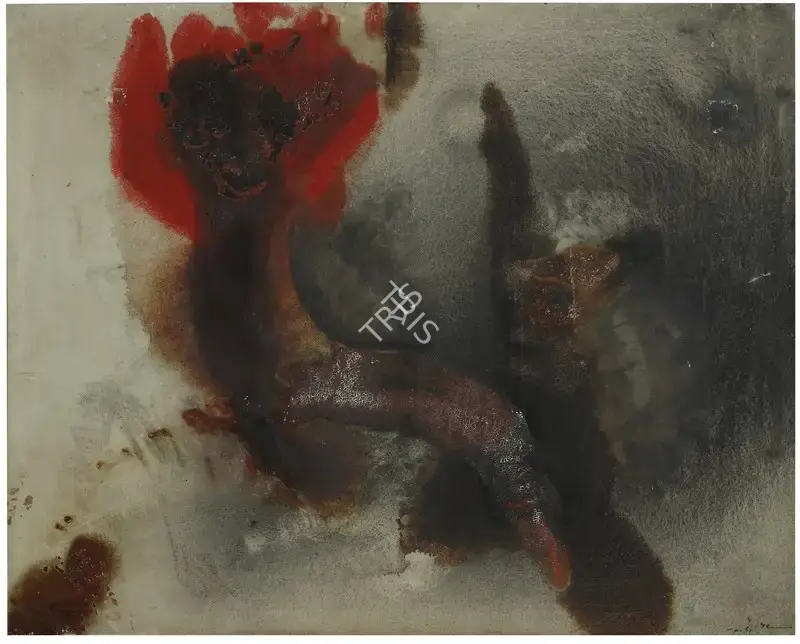 N.S. Bendre (Artist), Red Harmony, 1958, Painting