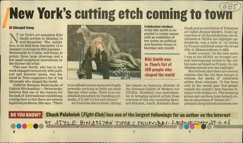 Gitanjali Dang (Reporter), New York's Cutting Etch Coming to Town, 2006, Newspaper Clipping
