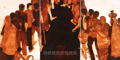 Shamshad Husain (Artist), The Polling Line, 1991, Painting