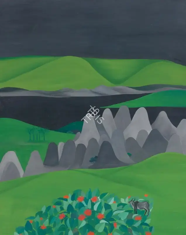 Khakhar, Bhupen (Artist). Buffalo Among Flower Bed, 1969-1970 | Painting, So.NeY/19.03.14, 2014 · Sotheby's