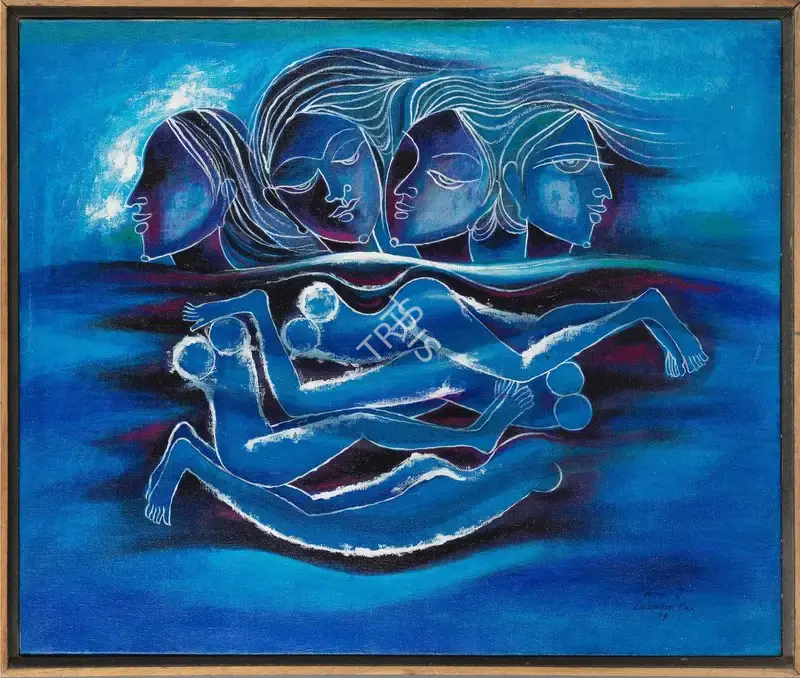 Laxman Pai (Artist), Swimming Pool, 1979, Painting