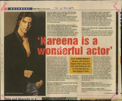 Rubina A. Khan (Reporter), Kareena is a wonderful actor, 2006, Newspaper Clipping
