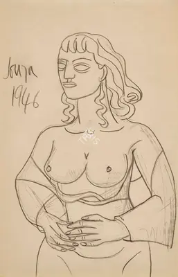 F.N. Souza (Artist), Untitled (Woman), 1946, Drawing