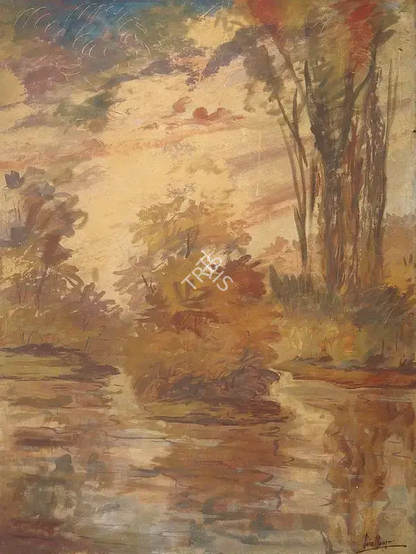 Sailoz Mookherjea (Artist), Landscape, 1955, Painting