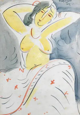 Kamala Sen (Artist), Untitled (Femme en deshabille), Painting