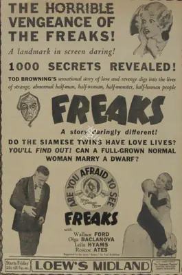 Tod Browning (Producer), Freaks, 1932, Film Advertisement