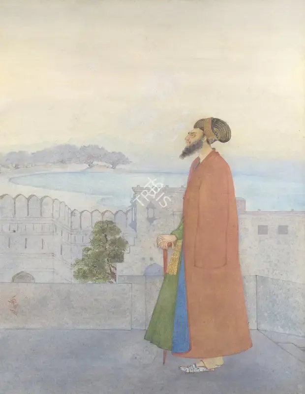 Indian School (Artist), Untitled (Shah Jahan on the battlements of the Red Fort), Painting