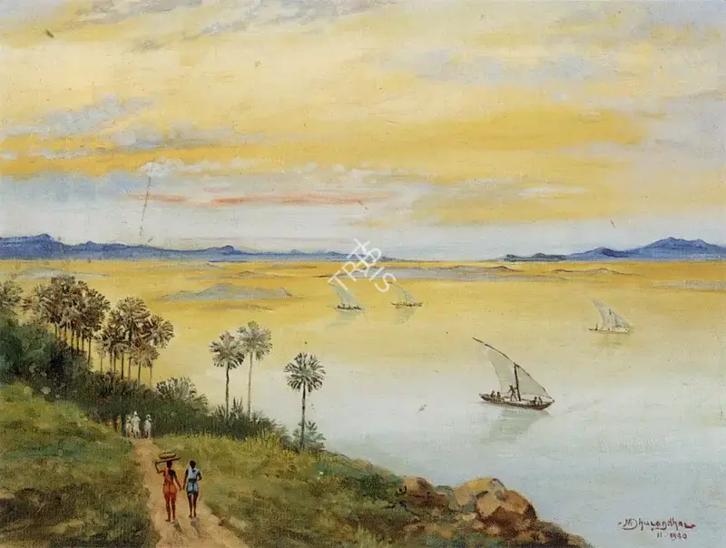 M.V. Dhurandhar (Artist), By the Lake, 1940, Painting