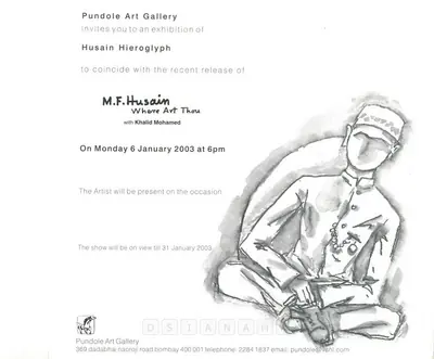 M.F. Husain (Artist), M. F. Husain in oils '2003, 2003, Solo Exhibition Invitation
