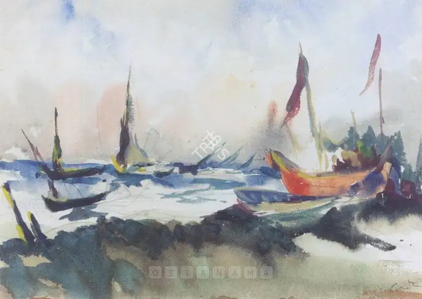 H.A. Gade (Artist), Mahim Boats, Painting