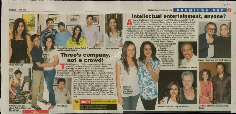 Shantanu Das (Reporter), Three's company not a crowd!, 2008, Newspaper Clipping