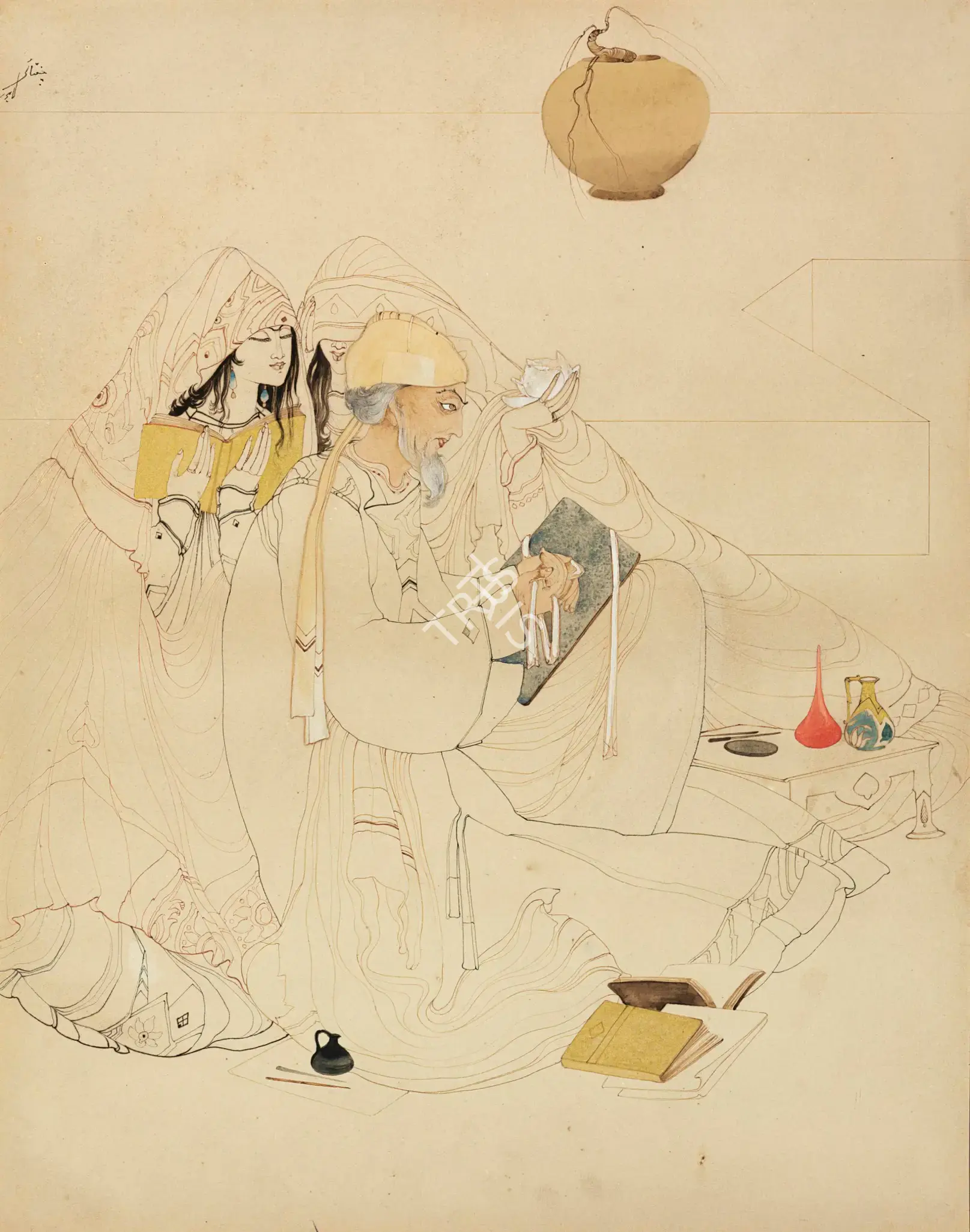 Chughtai, M.A.R. (Artist). Untitled, n.d. | Painting, Ch.NeY/20.03.13, 2013 · Christie's