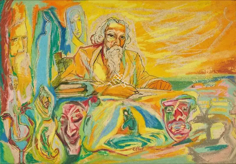 Chittaprosad (Artist), Portrait of Rabindranath Tagore, Painting
