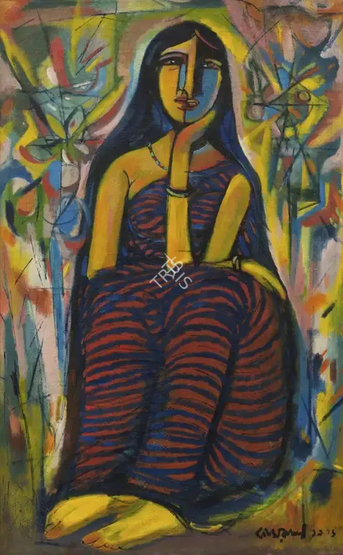 Qamarul Hassan (Artist), Untitled (Lady), 1976, Painting