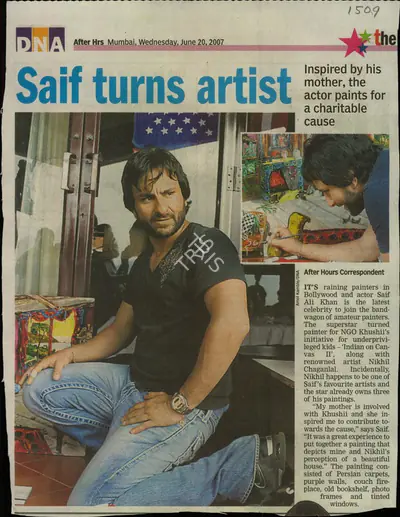 Anmol Kamble (Photographer), Saif Turns Artist, 2007, Newspaper Clipping