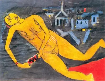 S.H. Raza (Artist), Nude, 1955, Painting