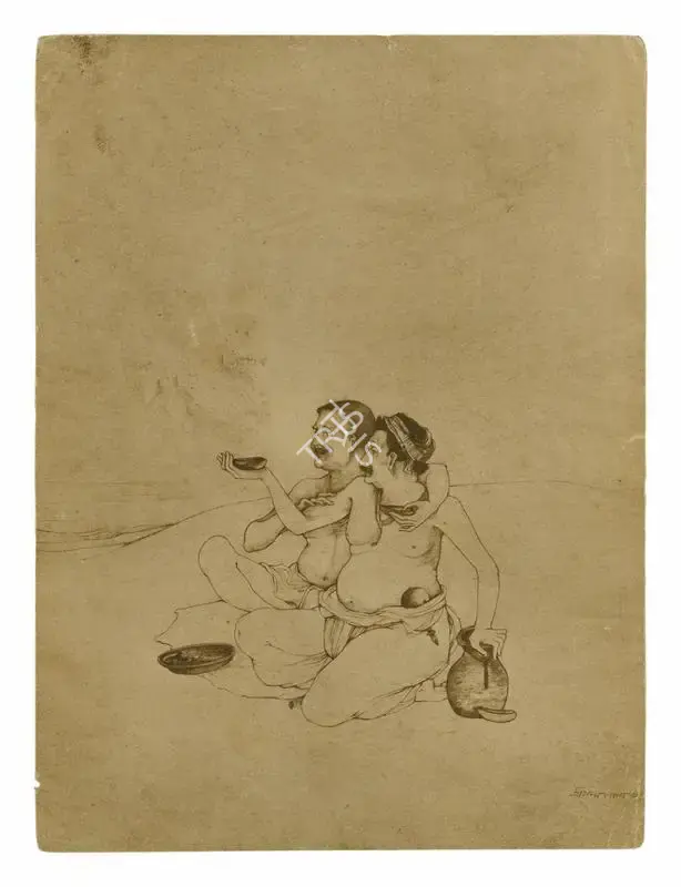 Nandalal Bose (Artist), Jagai-Madhai, 1910, Painting