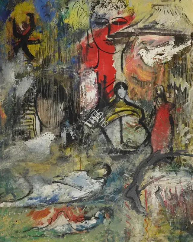 Mookherjea, Sailoz (Artist). Untitled (Peace), c.1950s | Painting, So.NeY/19.03.18, 2018 · Sotheby's