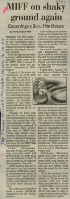Farida Sheikh (Reporter), MIFF on Shaky Ground again, 2005, Newspaper Clipping