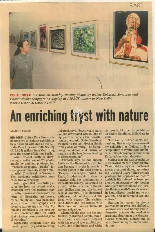 Madhur Tankha (Reporter), An Enriching Tryst with Nature, 2009, Newspaper Clipping