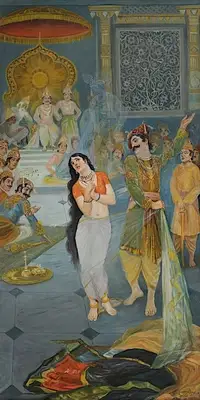M.V. Dhurandhar (Artist), Untitled (Draupadi Vastraharan), 1934, Painting