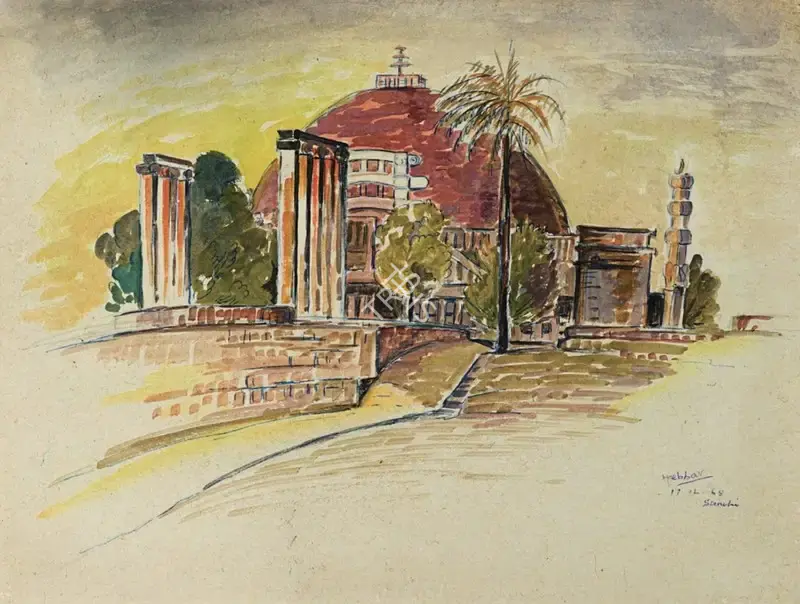K.K. Hebbar (Artist), Sanchi, 1968, Painting