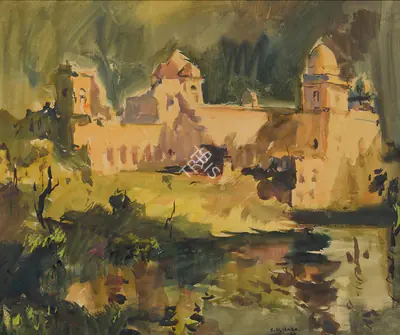 S.H. Raza (Artist), Untitled (Jahaz Mahal), 1947, Painting