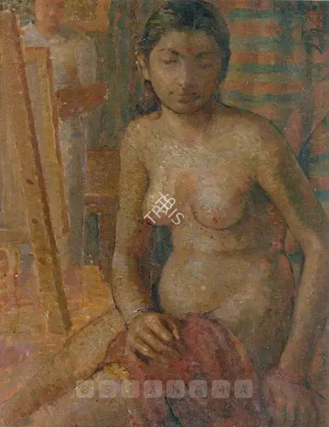 K.K. Hebbar (Artist), Nude, 1949, Painting