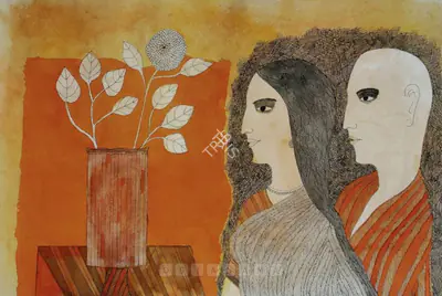 Badri Narayan (Artist), Meditating On The Flower, 2005, Painting