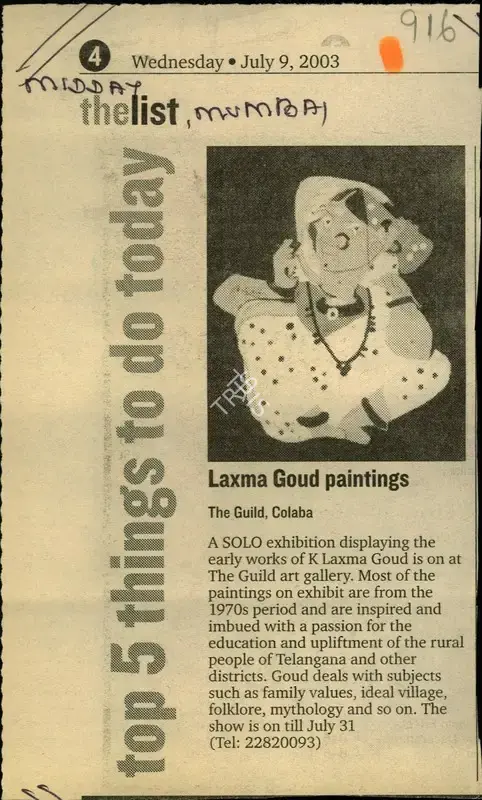 Top 5 Things to Do Today, 2003, Newspaper Clipping