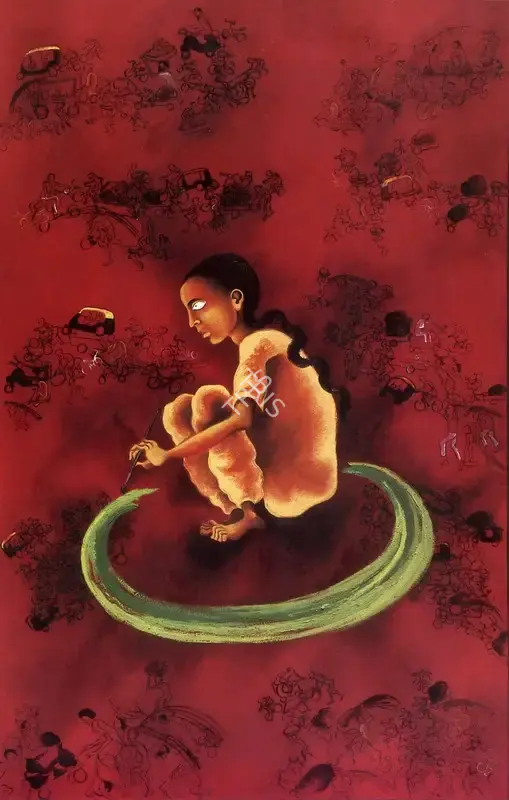 Arpana Caur (Artist), Green Circle, 1994, Painting