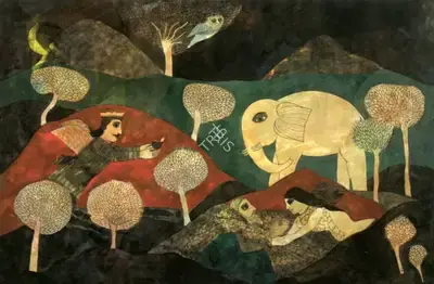 Badri Narayan (Artist), The Raag Deepak, 1994, Drawing