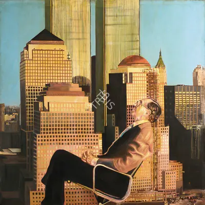 Amarnath Sharma (Artist), Twin Towers, 2003, Painting